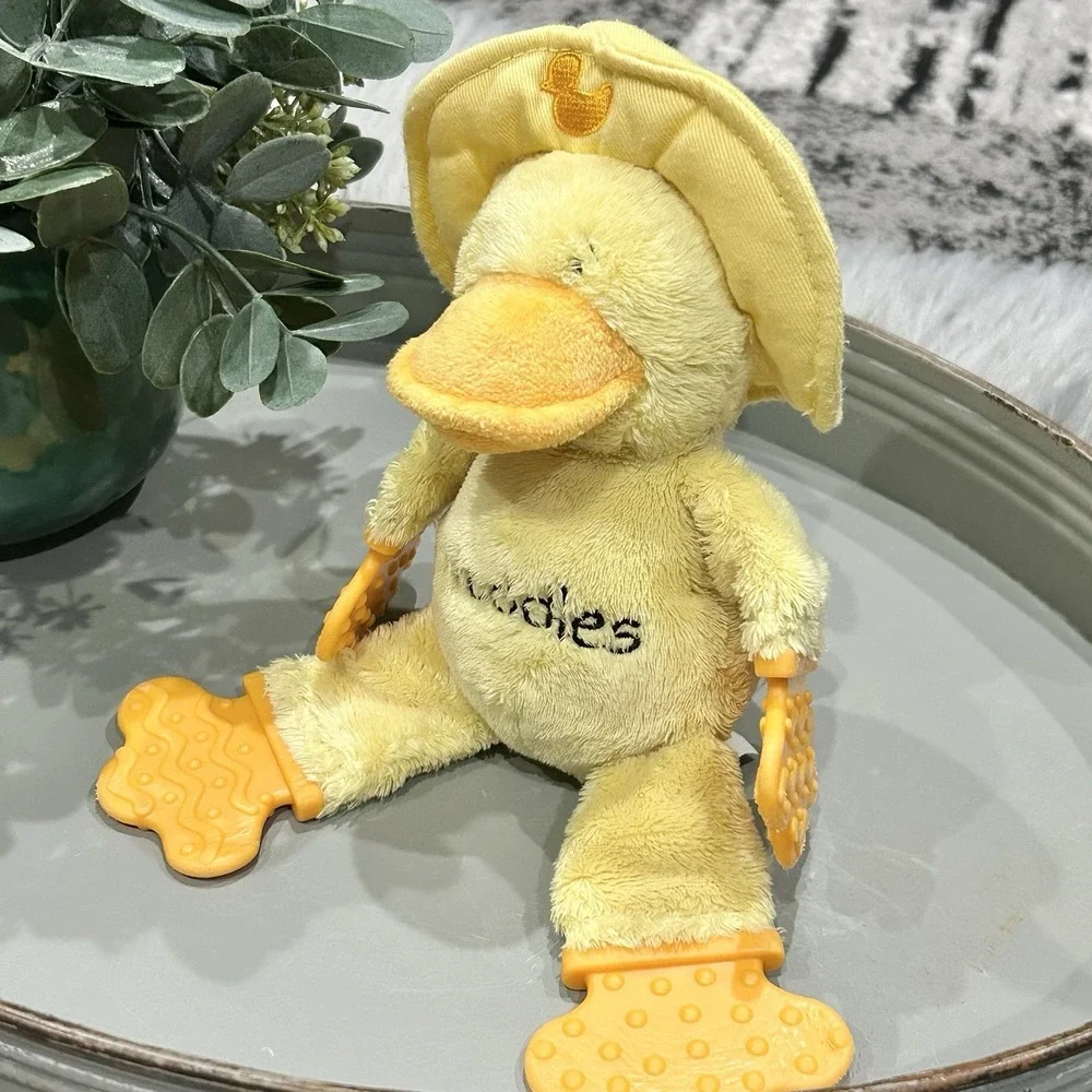 Kids II Waddles Duck Plush Teether Grip Vintage Baby‎ Lovey nursery Toy Rattle